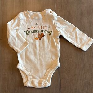 NWOT “My First Thanksgiving” Carters Newborn Cream Onesie